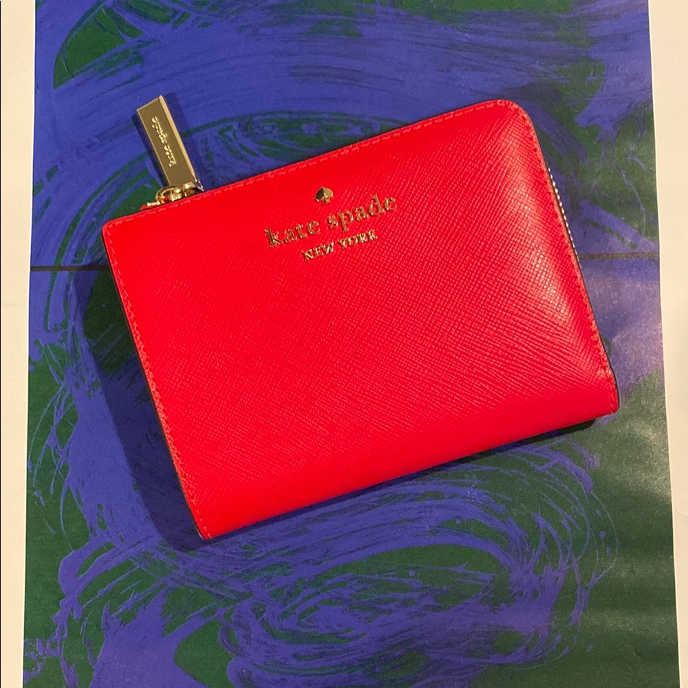 Kate Spade Red Madison Small LZip Wallet